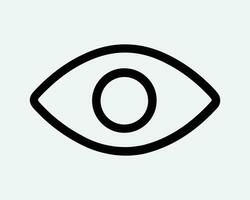 Eye Line Icon Eyesight Sight Watch Watching CCTV Vision Optical Optic One Human Eyeball View Illuminati Spy Look Looking Black Vector Sign Symbol