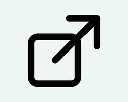 External Link Line Icon Arrow Point Pointer Web Website Webpage Navigation URL Open Page Site Black White Outline Shape Vector Clipart Sign Symbol