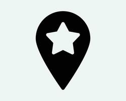 Location Pin Star Icon Favourite Saved Place Destination Map GPS Navigation Direction Position Travel Trip Point Mark Button Black Vector Symbol Sign