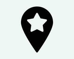 Location Pin Star Icon Favourite Saved Place Destination Map GPS Navigation Direction Position Travel Trip Point Mark Button Black Vector Symbol Sign