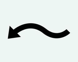 Wave Arrow Left Down Wavy Curve Curvy Point Pointer Path Navigation Icon Black White Shape Vector Clipart Graphic Illustration Artwork Sign Symbol