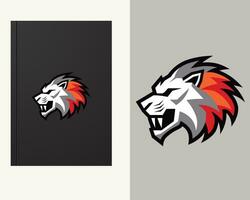 Stylized Lion Head Logo in Black and White vector