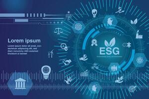 resumen tecnología futurista con esg ambiental social gobernancia concepto vector