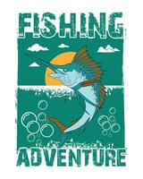 diseño de camiseta de pesca vector