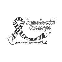 One continuous line drawing of Carcinoid cancer awareness month with white background. Awareness ribbon design in simple linear style. healthcare and medical design concept vector illustration.