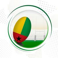 Flag of Guinea-Bissau on rugby ball. Round rugby icon with flag of Guinea-Bissau. vector