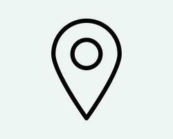 Location Pin Line Icon Position Direction GPS Map Geography Travel Trip Navigation Place Thin Black Outline Shape Vector Symbol Sign Mark Button App