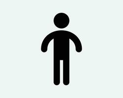 Stick Figure Icon Man Boy Male Person People User Stand Standing Pose Toilet Sign Black White Outline Shape Vector Clipart Graphic Illustration Symbol