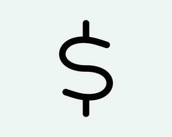 Money Sign Icon Dollar Symbol Cash Currency Investment Bank Wealth Rich Finance Financial Logo Income Loan Payment Pay Black Outline Line Thin Vector
