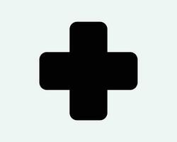 Healthcare Cross Icon Medical Health Care Hospital First Aid Sign Emergency Ambulance Pharmacy Medicine Safety Clinic Medic Black White Vector Symbol