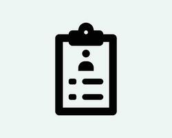 Clipboard Resume Icon Document File Portfolio Clip Board CV Job. Black White Outline Shape Vector Clipart Graphic Illustration Artwork Sign Symbol