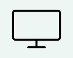 Desktop Monitor Icon Computer Display Screen TV Television LED LCD PC Laptop Device Blank Empty Black White Vector Sign Symbol Illustration Clipart