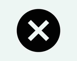 Cancel Round Icon Reject Object Not Allowed Prohibited Error Problem Delete Cross X Forbidden Black White Outline Shape Vector Clipart Sign Symbol