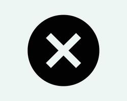 Cancel Round Icon Reject Object Not Allowed Prohibited Error Problem Delete Cross X Forbidden Black White Outline Shape Vector Clipart Sign Symbol