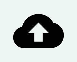 Upload Cloud Icon Up Load Server Data Storage Backup Internet Connection Black White Outline Shape Vector Clipart Graphic Illustration Sign Symbol