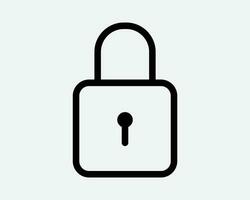 Padlock Icon Key Hole Secure Lock Security Private Access Confidential Secret Close Locked Password Protection Privacy Black Line Vector Sign Symbol