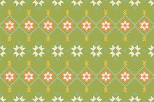 Native ikat fabric.Aztec geometic art ornament design for carpet,wallpaper,clothing,wrapping,textile.Damask style pattern for textile and decoration.Seamless pattern in tribal. vector