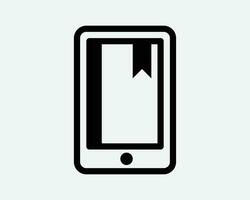 Ebook Icon E Book Electronic Reader Reading App Device Digital Page Screen Tablet Black White Outline Shape Vector Clipart Graphic Artwork Sign Symbol