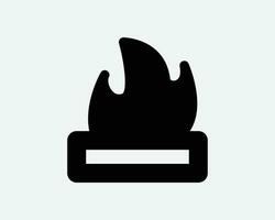 Fire Icon Flame Heat Burn Burning Warm Passion Campfire Flames Hot Blaze Flammable Bonfire Blazing Furnace Cook Cooking Black Shape Sign Symbol Vector