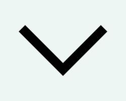 Caret Down Symbol Arrow Point Pointer Under South Underneath Bottom Black White Outline Shape Vector Clipart Graphic Illustration Artwork Sign Symbol