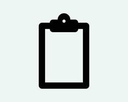Blank Clipboard Icon Template Empty Clip Board Paper Document Report Sheet. Black White Shape Vector Clipart Graphic Illustration Artwork Sign Symbol