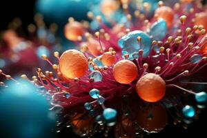 Bacteria virus or germs microorganism cells. Medical illustration. 3d illustration. generative ai photo