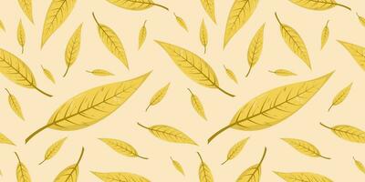 Seamless pattern with autumn fall yellow willow tree leaves. Perfect for wallpaper, wrapping paper, web sites, background, social media, blog, presentation, invitations and greeting cards. vector