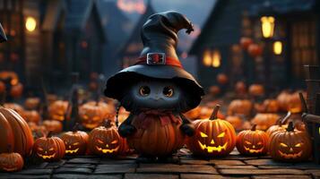 Cute halloween 3d character background photo illustration