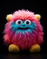 Colorful fluffy cute monster doll photo