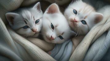 A group of adorable kittens cuddled up together photo