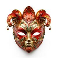 Venetian carnival mask isolated on white background masquerade one mask template for carnival in front view photo