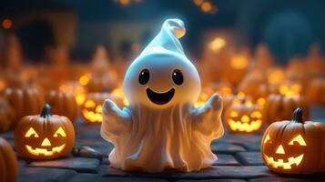 Cute halloween 3d character background photo illustration