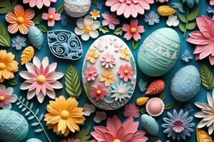 Colorful happy easter eggs pattern design pastel easter egg closeup photo