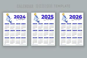 2024 a 2026 calendario diseño modelo para contento nuevo año planificador vector