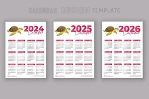 2024 a 2026 calendario diseño modelo para contento nuevo año planificador vector