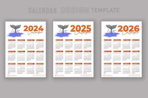 2024 to 2026 calendar design template for happy new year planner vector