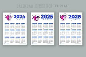 2024 to 2026 calendar design template for happy new year planner vector