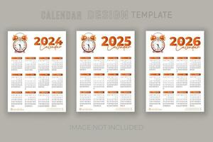 2024 a 2026 calendario diseño modelo para contento nuevo año planificador vector