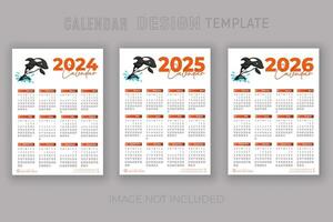 2024 a 2026 calendario diseño modelo para contento nuevo año planificador vector