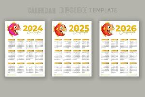 2024 a 2026 calendario diseño modelo para contento nuevo año planificador vector