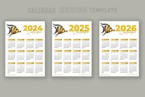 2024 a 2026 calendario diseño modelo para contento nuevo año planificador vector