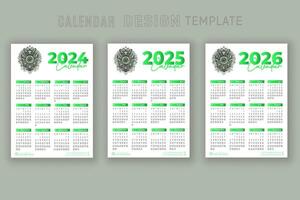 2024 a 2026 calendario diseño modelo para contento nuevo año planificador vector