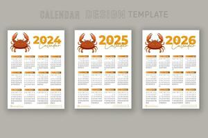 2024 to 2026 calendar design template for happy new year planner vector
