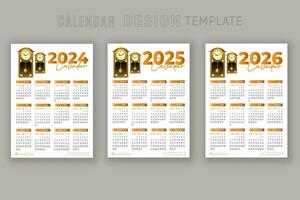 2024 to 2026 calendar design template for happy new year planner vector