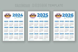 2024 a 2026 calendario diseño modelo para contento nuevo año planificador vector