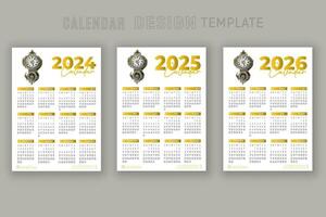 2024 a 2026 calendario diseño modelo para contento nuevo año planificador vector