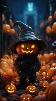 Cute halloween 3d character background photo illustration