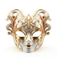 Venetian carnival mask isolated on white background masquerade one mask template for carnival in front view photo