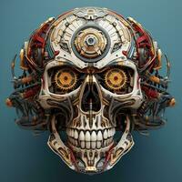 skull image with robotic texture photo
