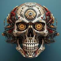 skull image with robotic texture photo